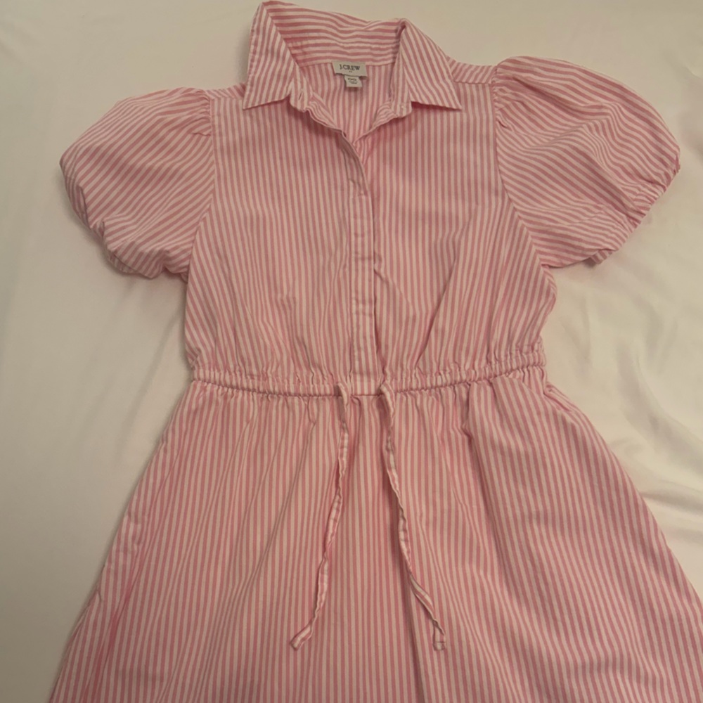 J. Crew Pink and White Striped Button-Up Dress
